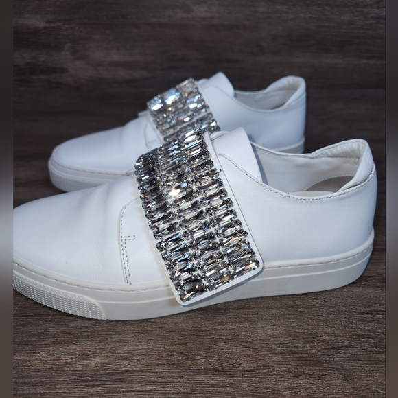 ZCD Montreal Italian Crystals White Leather Bling ASO Jennifer Lopez 37 US 6.5 - Picture 11 of 16